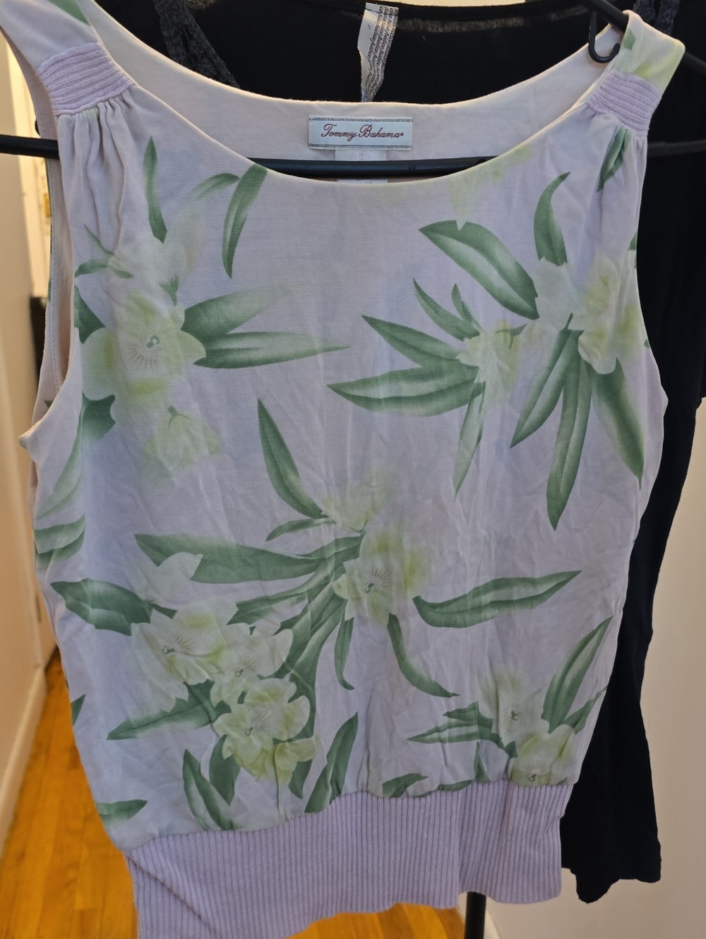 Tommy Bahama Lavender Floral Tank Top with Green Leaf Print